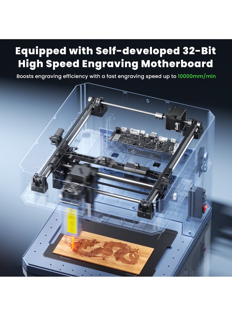 سكلبفون آلة النقش بالليزر المزدوجة SCULPFUN iCube Ultra، ديود 12 واط + أشعة تحت الحمراء 1.2 واط، وظيفة التركيز التلقائي، مزودة بفلتر دخان، آلة نقش مكتبية للمجوهرات والمعادن والخشب والجلد، مساحة عمل 5.9 × 5.3 بوصة - Image 4