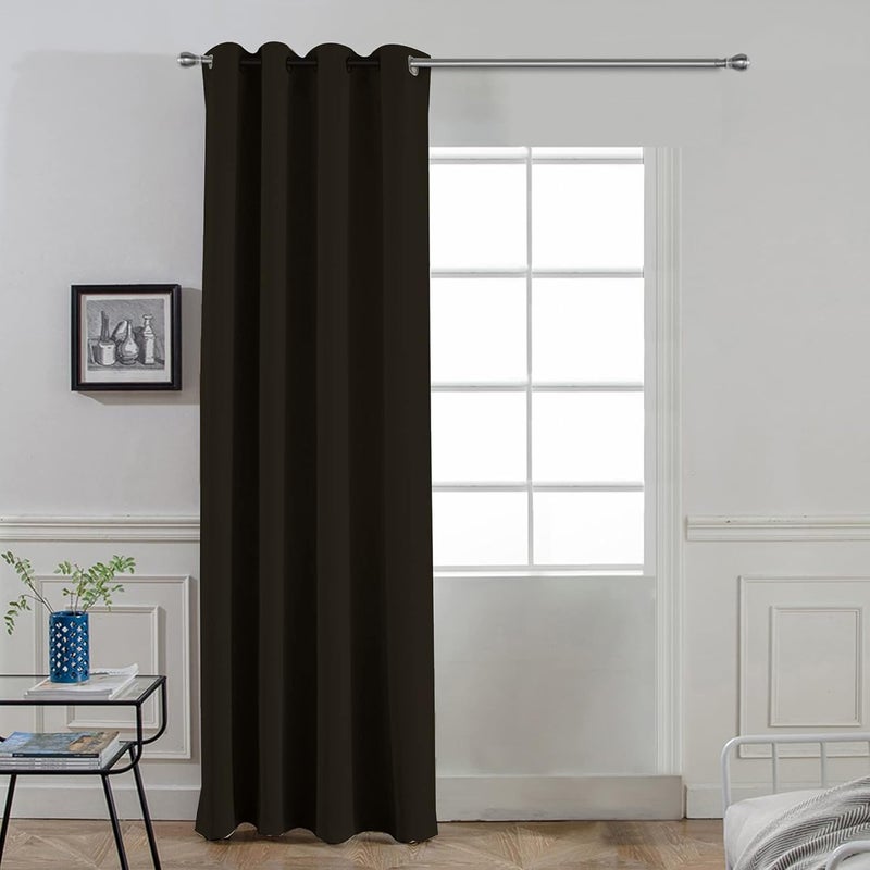 Divine Casa Super Satin Semi Blackout Door Curtains 7 feet Long Curtain Holder Set of 1 Jet Black - Image 1
