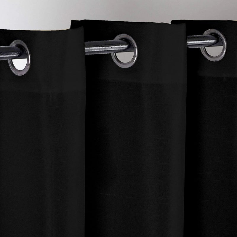Divine Casa Super Satin Semi Blackout Door Curtains 7 feet Long Curtain Holder Set of 1 Jet Black - Image 3