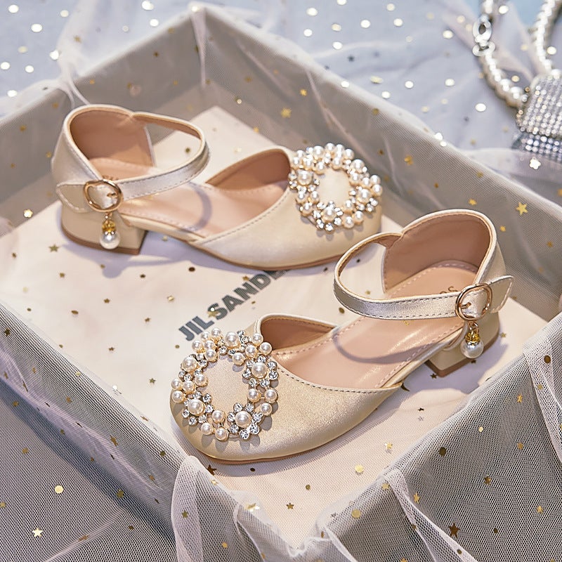 Girls'' Princess Sandals 2026 Summer Fashion Stylish Children''s Performance Shoes Closed-Toe High-Heeled Apricot-Colored Soft-Soled Shoes - Image 4