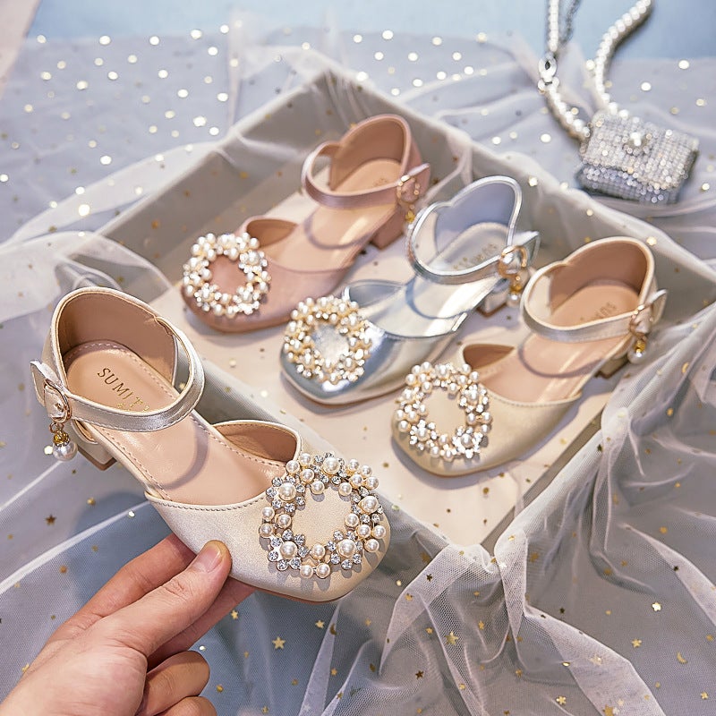 Girls'' Princess Sandals 2026 Summer Fashion Stylish Children''s Performance Shoes Closed-Toe High-Heeled Apricot-Colored Soft-Soled Shoes - Image 2