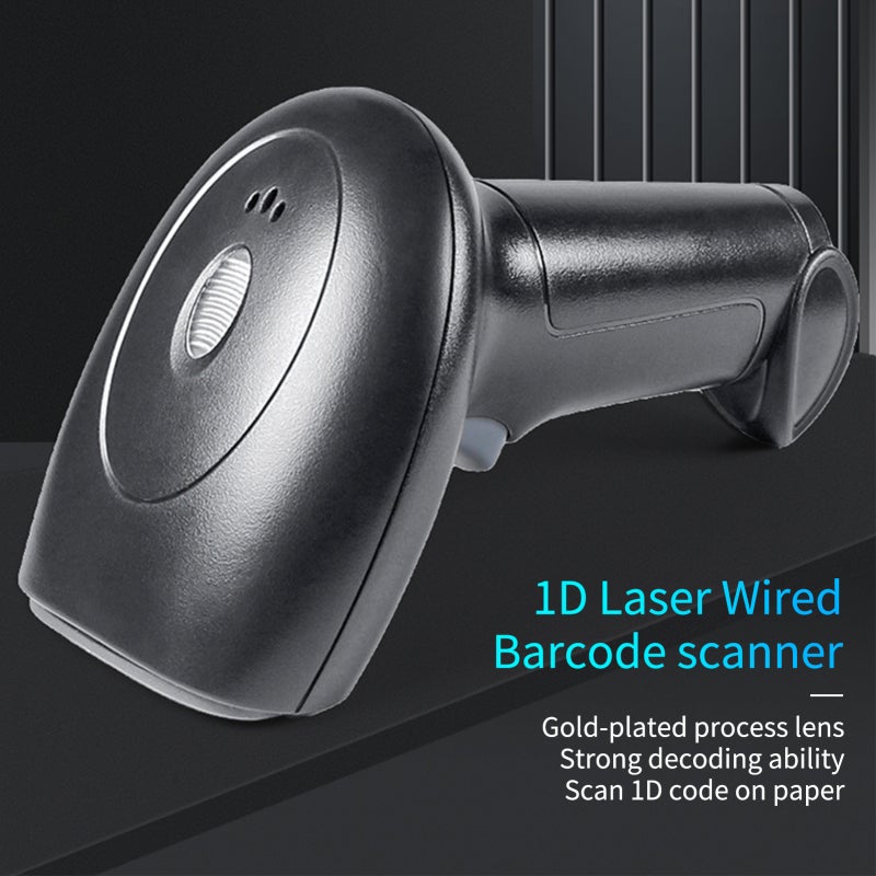 USB Barcode Scanner 1D Handheld Wired Bar Code Reader with Stand Support Paper Code Compatible with Windows Android Linux System for Supermarket Library Book Shop Logistics Retail Warehouse - Image 2