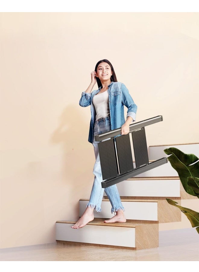 Foldable 3-Step Heavy-Duty Steel Ladder Frame with Anti-Slip Steps