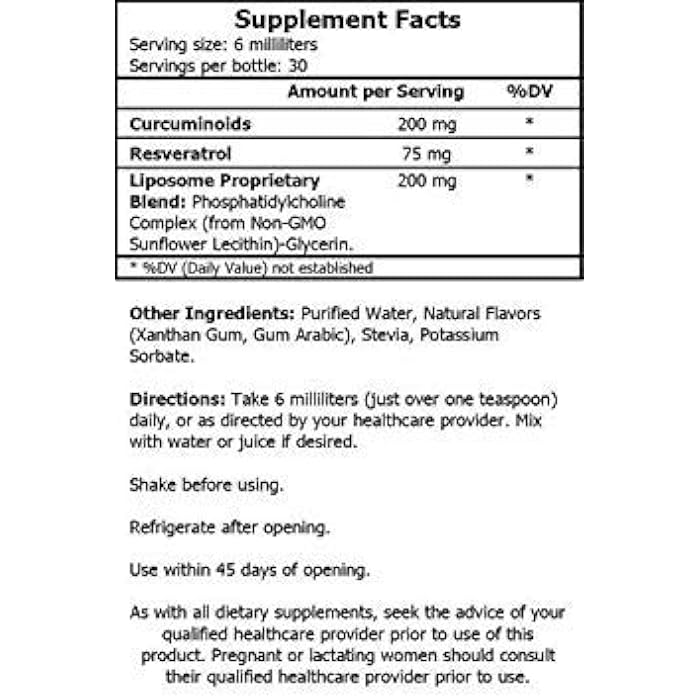 Core Med Science Liposomal Curcumin + Resveratrol Liquid Supplement, High Absorption – Supports Healthy Inflammation Response for Joint, Heart, Brain Health – 6 Fl. Oz, 30 Servings, Made in USA - Image 3