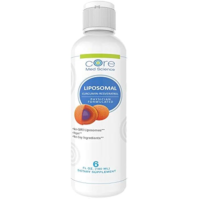Core Med Science Liposomal Curcumin + Resveratrol Liquid Supplement, High Absorption – Supports Healthy Inflammation Response for Joint, Heart, Brain Health – 6 Fl. Oz, 30 Servings, Made in USA - Image 1