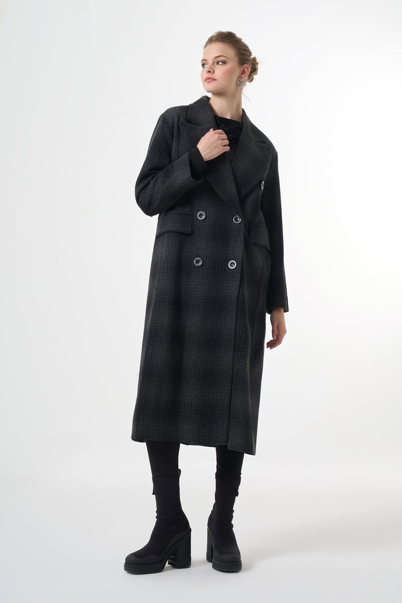MissWhence Double-breasted Overcoat - Grey - Image 1