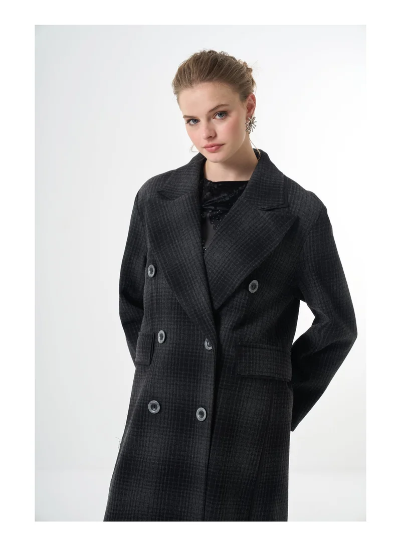 MissWhence  Double-breasted Overcoat - Grey for Women | Best Price UAE