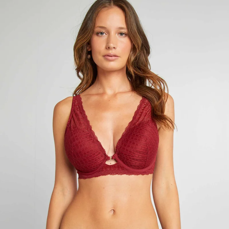 Kiabi Lace Bra For D &amp; E Cups Red