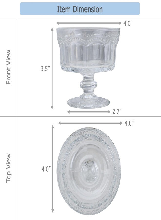 EIKS 2-Pack Footed Glass Dessert Bowls for Serving Ice Cream, Sundaes, Yogurt, Pudding, Fruit, Snacks, Appetizers – 7.5oz Each - Image 3