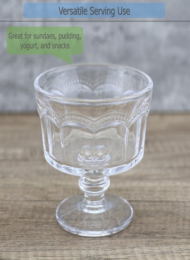 EIKS 2-Pack Footed Glass Dessert Bowls for Serving Ice Cream, Sundaes, Yogurt, Pudding, Fruit, Snacks, Appetizers – 7.5oz Each - Image 4
