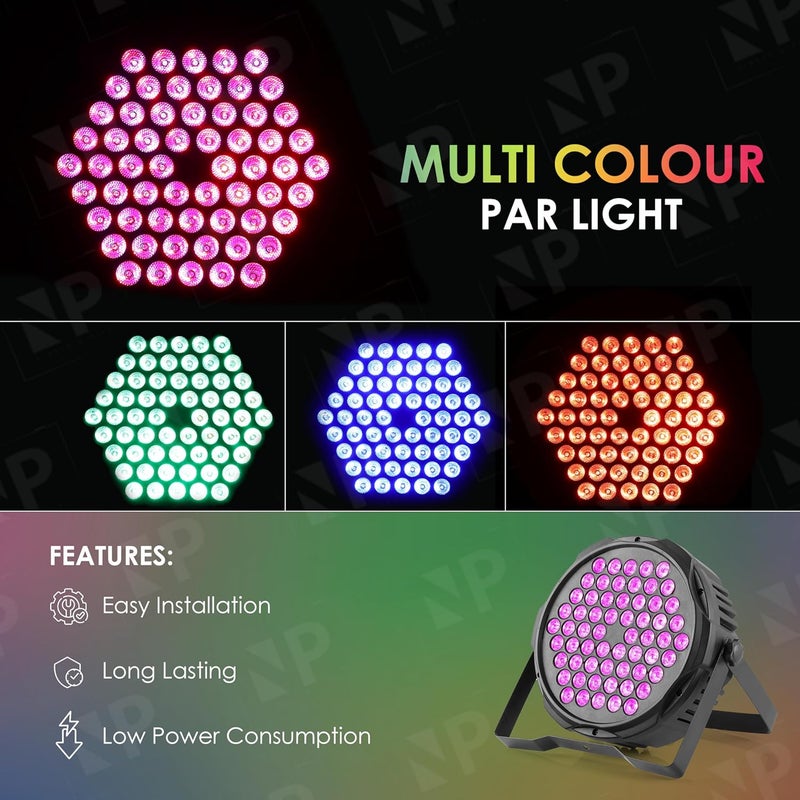 Gesto ضوء بار مسرح RGB - ضوء دي جي مع UV 6 في 1 يتغير لونه لاحتفالات الحفلات المنزلية، حفلات عيد الميلاد، عرض الديسكو، أضواء ديوالي، الفعاليات | ميزة DMX تتزامن مع الموسيقى (60 LED) - Image 4