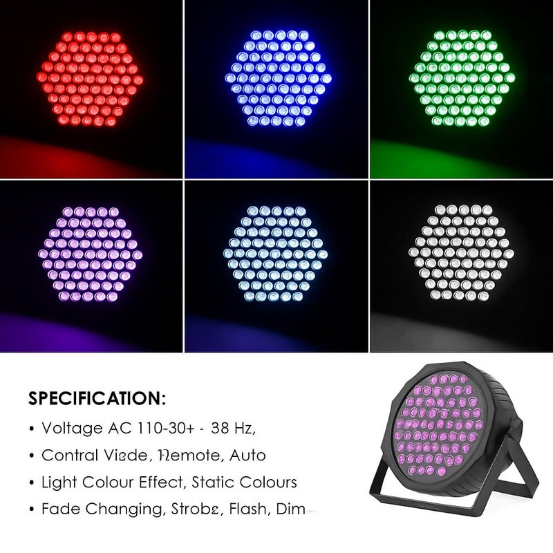 Gesto ضوء بار مسرح RGB - ضوء دي جي مع UV 6 في 1 يتغير لونه لاحتفالات الحفلات المنزلية، حفلات عيد الميلاد، عرض الديسكو، أضواء ديوالي، الفعاليات | ميزة DMX تتزامن مع الموسيقى (60 LED) - Image 3