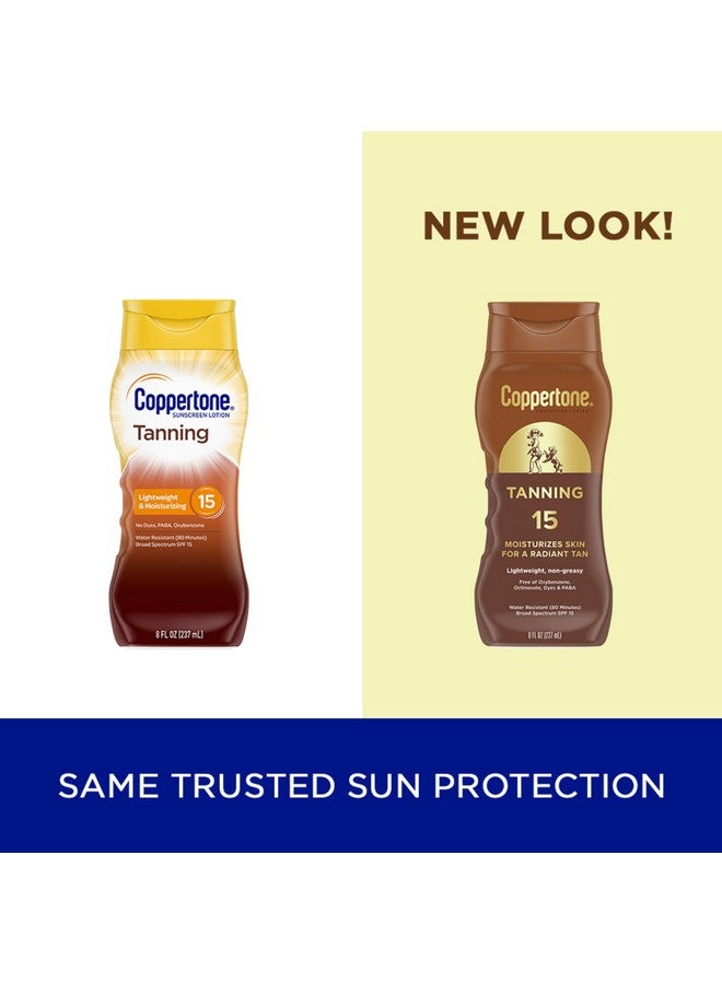 Coppertone لوشن واقي من الشمس للتسمير مقاوم للماء واقي شمس للجسم SPF 15 طيف واسع واقي شمس SPF 15 زجاجة 8 أونصة (عبوة من 12) - Image 2