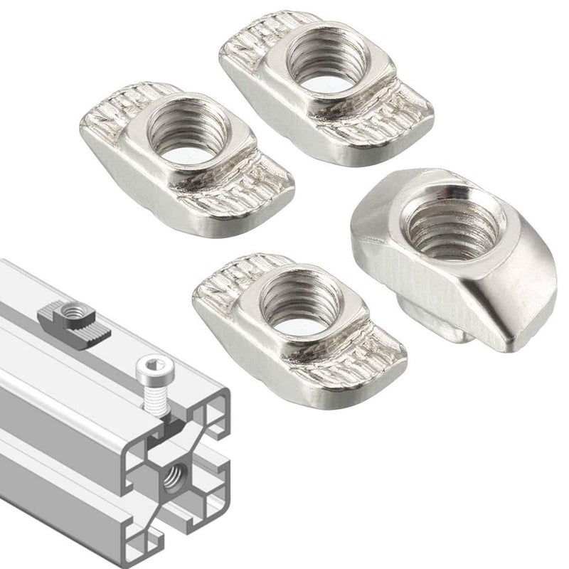 DGZ 100Pcs 3030 Series M6 T Nuts, T Slot Nut Hammer Head Fastener Nut, Nickel Plated Carbon Steel Nut for Aluminum Profile(3030 Series M6) - Image 1