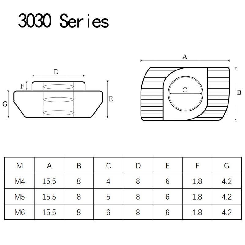 DGZ 100Pcs 3030 Series M6 T Nuts, T Slot Nut Hammer Head Fastener Nut, Nickel Plated Carbon Steel Nut for Aluminum Profile(3030 Series M6) - Image 3
