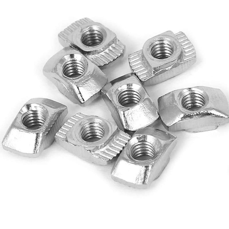 DGZ 100Pcs 3030 Series M6 T Nuts, T Slot Nut Hammer Head Fastener Nut, Nickel Plated Carbon Steel Nut for Aluminum Profile(3030 Series M6) - Image 2