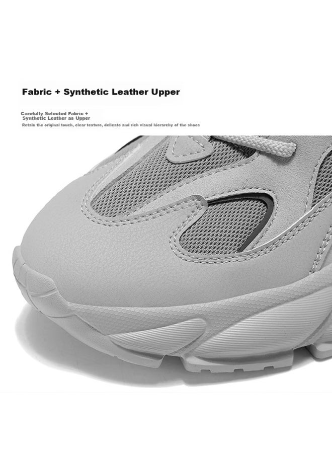 Hla Men's Comfortable Breathable Sports Shoes Men's All-match Casual Dad Shoes Men Q138 Light Grey Size 39 - Image 2