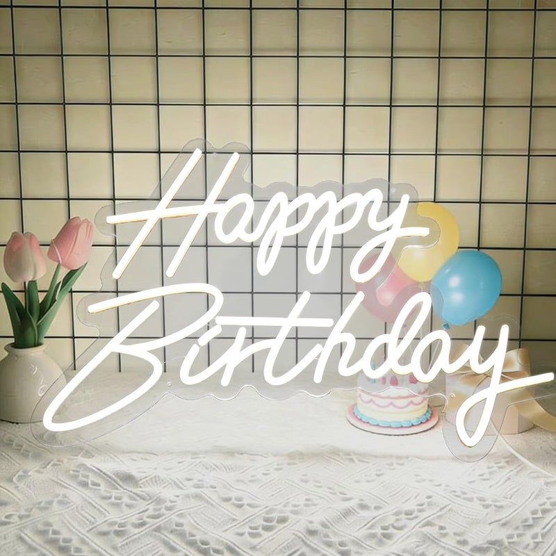 SLASA Happy Birthday LED Neon Sign 56x35 cm,  Wall LED Light for Celebrations - Image 1