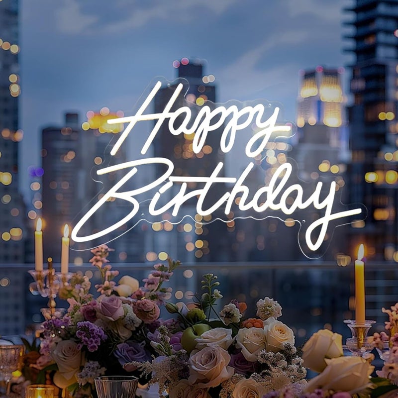 SLASA Happy Birthday LED Neon Sign 56x35 cm,  Wall LED Light for Celebrations - Image 5
