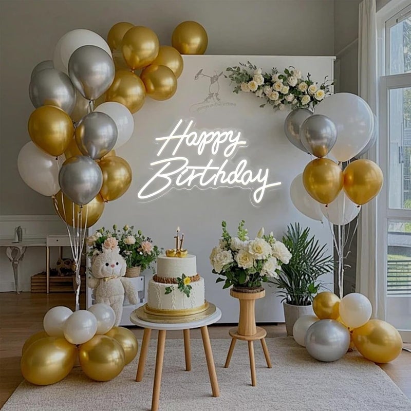 SLASA Happy Birthday LED Neon Sign 56x35 cm,  Wall LED Light for Celebrations - Image 3