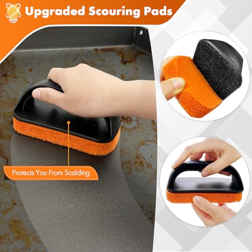 MEKER Griddle Cleaning Kit for Blackstone, Flat Top Grill Cleaning Kit with Grill Stone, Upgraded Scouring Pads & Griddle Scraper & Brush with Handle - Easy to Remove Stain (10 PCS) - Image 3