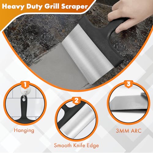 MEKER Griddle Cleaning Kit for Blackstone, Flat Top Grill Cleaning Kit with Grill Stone, Upgraded Scouring Pads & Griddle Scraper & Brush with Handle - Easy to Remove Stain (10 PCS) - Image 2