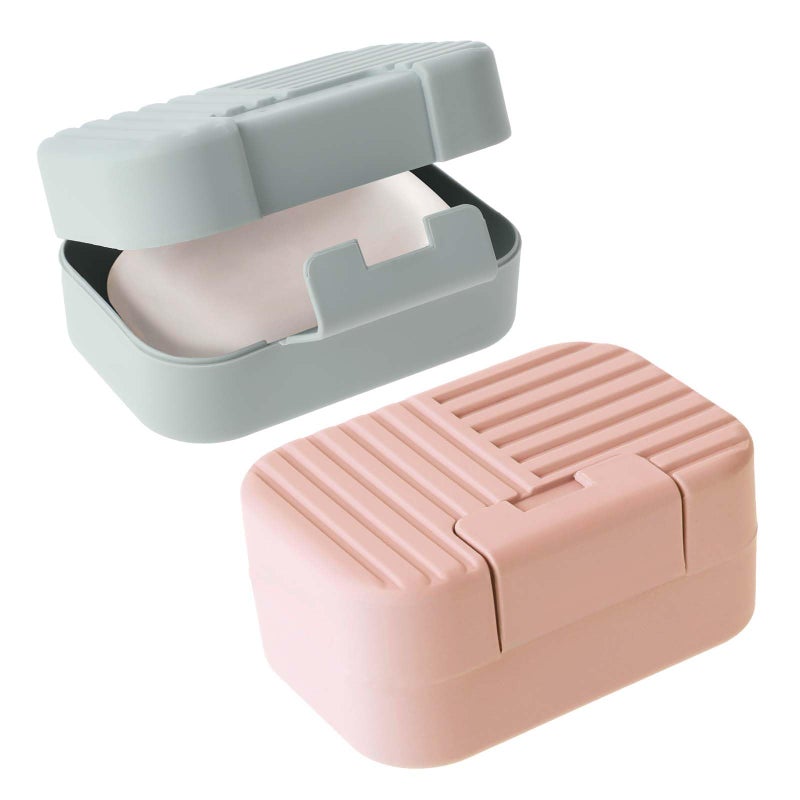 Dimeho 2 Pcs Soap Holder Box Portable Bar Soap Container Travel Leakproof Soap Storage Case Plastic Soap Dish with Lid Cover for Bathroom Shower Kitchen Sink Travel Camping Hiking Gym Outdoor - Image 1