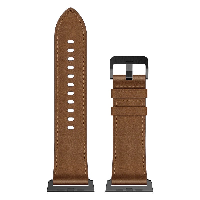 Bluejw 44/45/49mm Genuine Cowhide Leather Watch Band for Apple Watch 8 9 Ultra 2 – Replace the Watch Strap with Premium Black Titanium-Compatible Leather Strap - Image 5