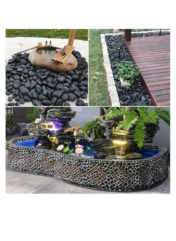 Black Decorative Stones Smooth & Polished Pebbles for Aquarium Garden Landscaping Plants and Home Interior & Exterior Decoration Durable Rocks Gravel for Decor (Large - 1kg)  - Image 3