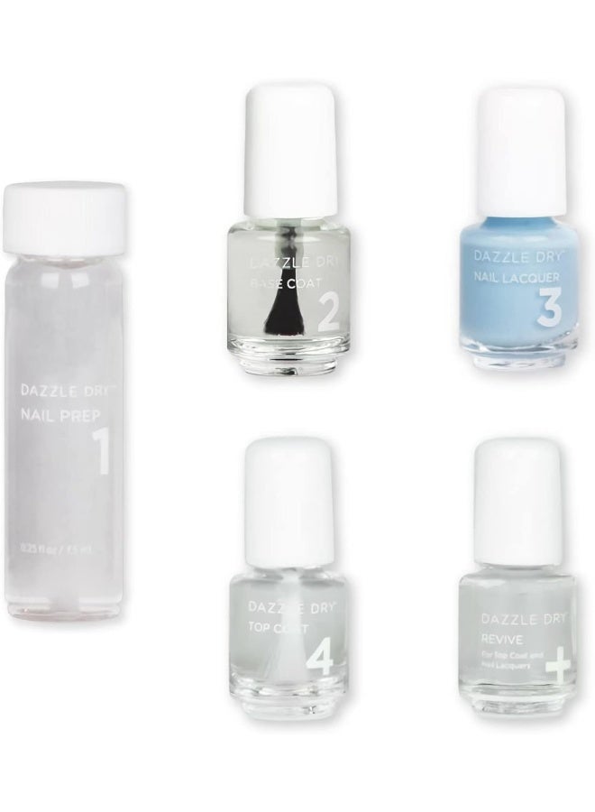 Dazzle Dry Mini Kit 4 Step System - Lotion, Please!, A Light Powder Blue With Gray Undertones. Full Coverage Cream. (5 Piece Kit) - Image 1