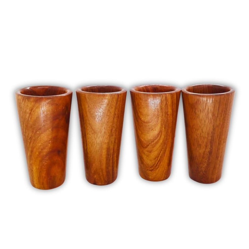 MEXTEQUIL - Wooden Tequila Shot Glasses - Set of 4 - Authentic Mexican Tequila Shot Glasses - Artisanal - handmade - 1.5 oz - Granadillo Wood - Eco-Friendly - Image 1
