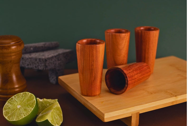 MEXTEQUIL - Wooden Tequila Shot Glasses - Set of 4 - Authentic Mexican Tequila Shot Glasses - Artisanal - handmade - 1.5 oz - Granadillo Wood - Eco-Friendly - Image 5