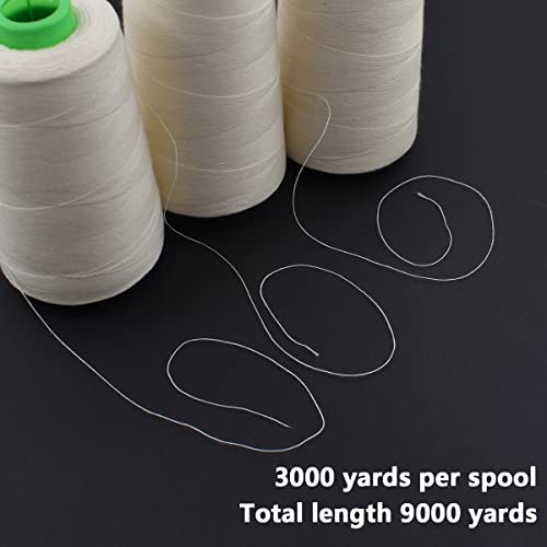 Renashed Raw White All Purpose Cotton Thread - 3 Spools, 40/2 Connecting Threads for Serger, Overlock, Quilting, Sewing Machine & Hand Repair Works - 3000 Yard/Spool - Image 5