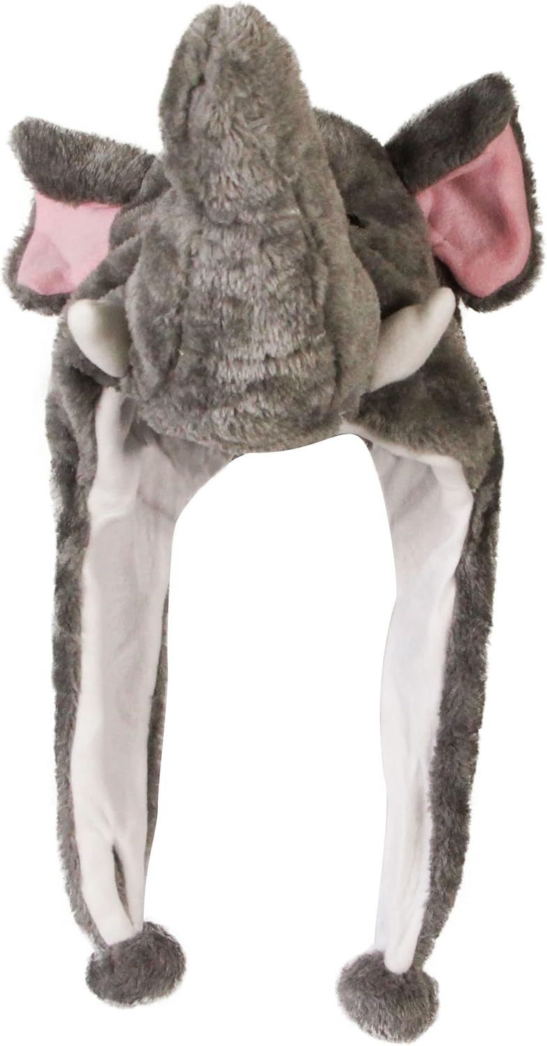 Timiot Cute Plush Animal Character Winter Hat Fun Ski Cap with Detailed Animal Face Long Ear Straps with Pom Pom Ends - Image 1