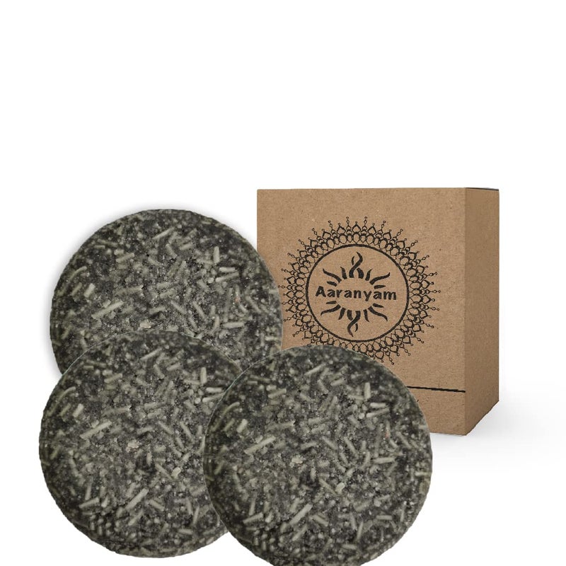 Aaranyam Detoxing Charcoal Shampoo Bar pack of 3 for MenWomen Castor oil  Tea tree essential oil Shampoo Bar for extra oily Hair 100 Biodegradable  100g - Image 1