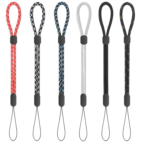 Techzere Pack of 6 Premium Adjustable Wrist Lanyard Strap for Mobile Phones Cameras USB Drives Keys – Durable Braided Nylon Hand Strap with Secure Lock Multicolour (Pack of 6) - Image 1