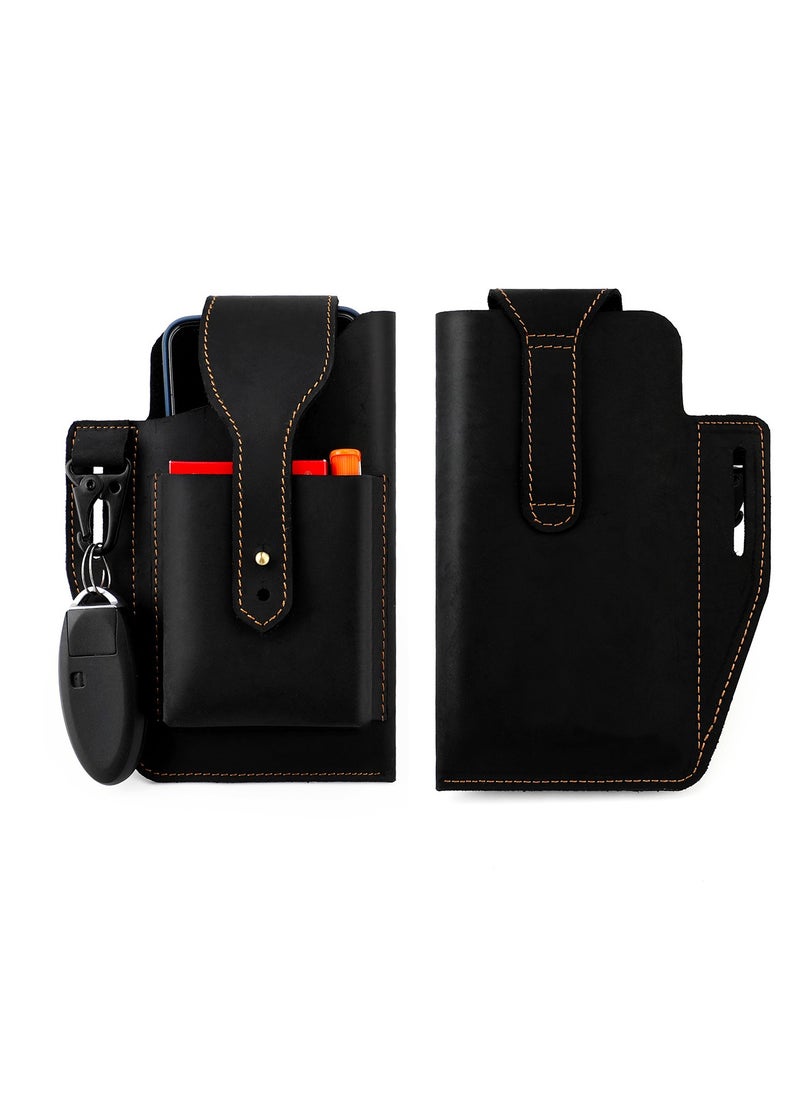Generic Men's Vintage Waist Bag Genuine Leather Phone Bag Sports Waist Bag Belt Bag  - Image 2