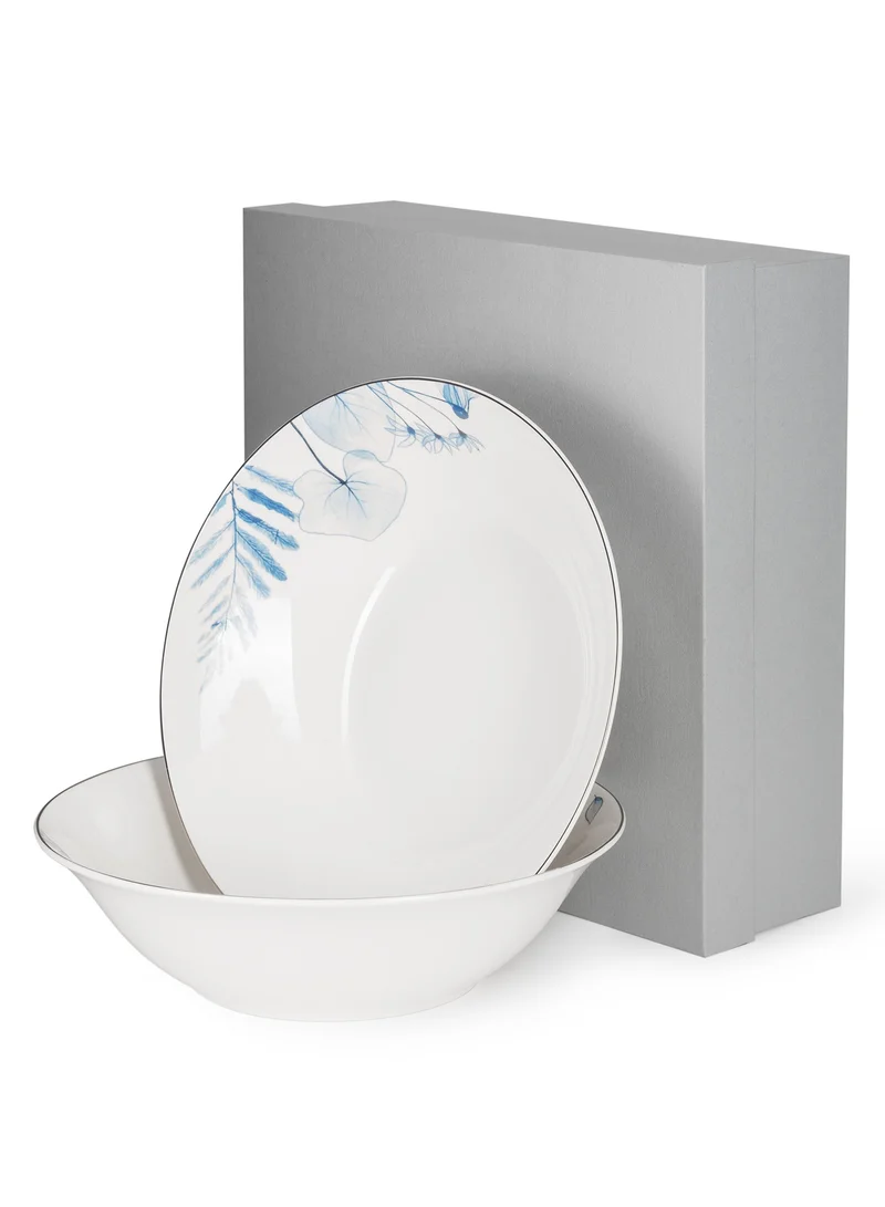 2-Piece Salad Bowl 22cm Porcelain Tableware Lyon Series, Deep Plate Set, For Cereal, Salad, Pasta, Soup, Dessert, Serving of Rice- For Breakfast, Lunch and Dinner