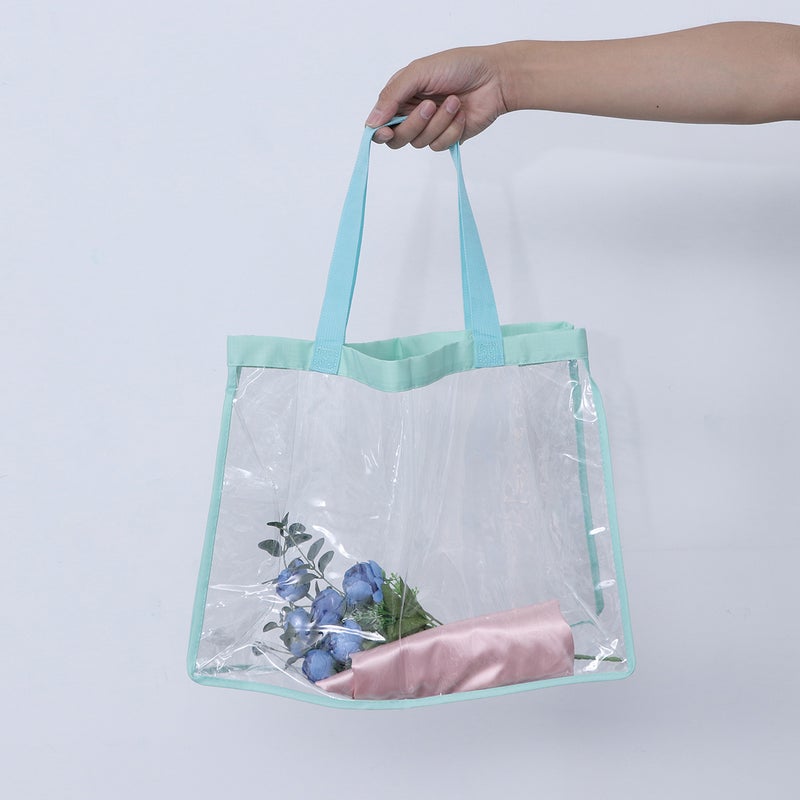 PVC Shopping Bag Portable Storage Bag Large Capacity Clear Beach Shoulder Bag Casual Handbag ( ) - Image 4