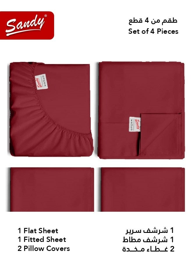 ساندي طقم شراشف سرير ساندي فاخر بجودة الفنادق شرشف مسطح وشرشف مطاط مع أغطية وسائد، طقم من أربعة قطع، شديد النعومة وجيد التهوية وبارد, مقاس نفر ونص دبل (205 × 243 سم & 140 × 200 +30 سم), عودي - Image 2