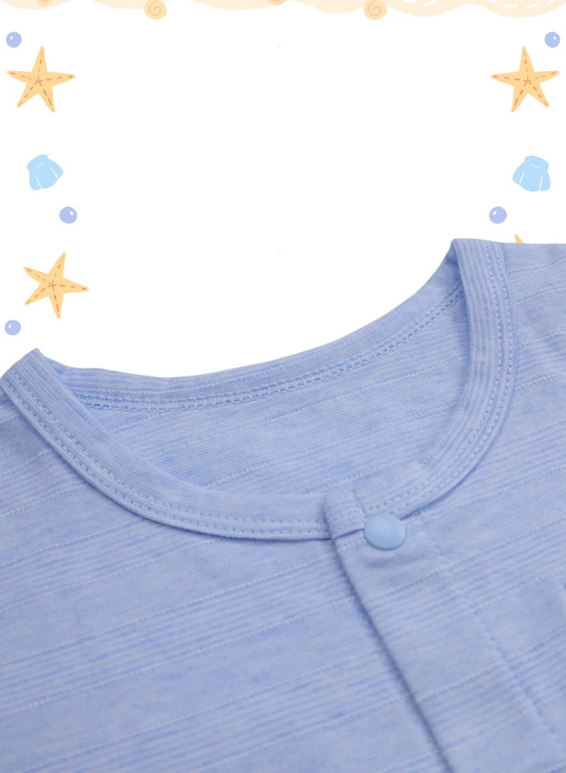 Baby 2-Pack Short Sleeve Tops - Cotton Blend Jacquard, Front Snap Closure, Duck Pendant - For 3-18 Months  - Image 3