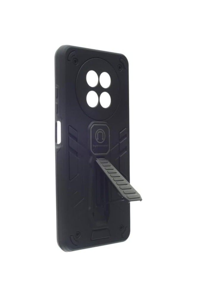 Hard Silicone Back Cover with Magnetic Kickstand for Realme 12X 5G - Black - Image 2