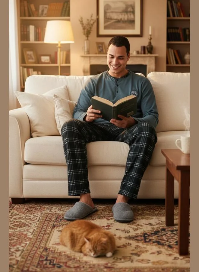 Buratti Plaid Soft Texture Regular Fit Long Sleeve Pajama Set Men's PAJAMAS SET 609611030