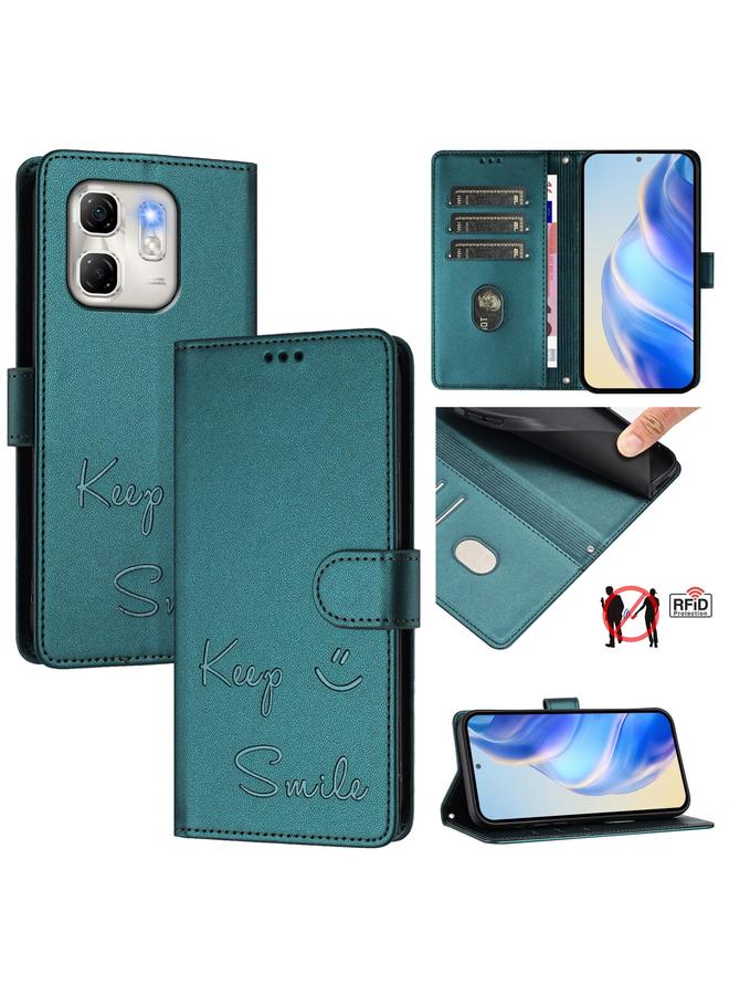 زبون جراب لهاتف Infinix Hot 50i 5G / Smart 9 4G جراب هاتف جلدي بنقش ابتسامة بتقنية RFID - Image 1