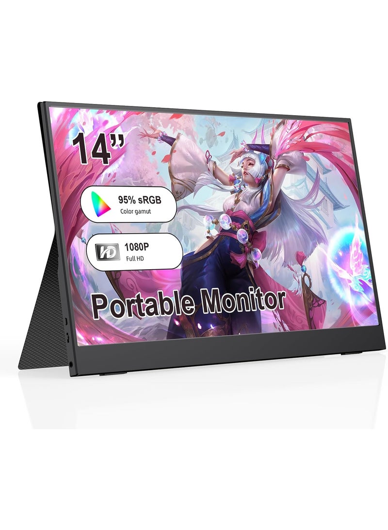 14″ Portable Monitor – Full HD 1080P Ultra-Slim Screen – Ideal for Gaming, Office & Travel Use - Image 1