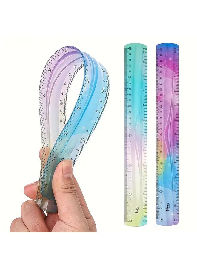 2pcs 12 Inch Flexible Plastic Ruler With Clear CM Inch Scale For School Office - Image 1