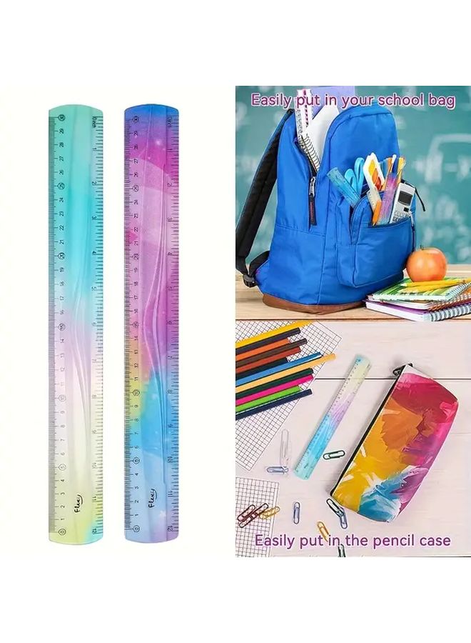 2pcs 12 Inch Flexible Plastic Ruler With Clear CM Inch Scale For School Office - Image 3