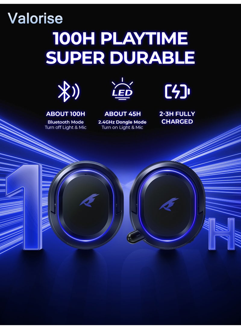 Valorise UG-08S Wireless Gaming Headset, 7.1 Surround Sound,Tri-mode 2.4GHz,Bluetooth,Wired Gaming Headphones with,100H Battery, ENC Noise Canceling Mic, RGB Light, for PC PS5 PS4 Mac Switch - Image 3