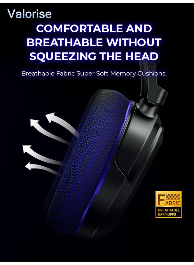 Valorise UG-08S Wireless Gaming Headset, 7.1 Surround Sound,Tri-mode 2.4GHz,Bluetooth,Wired Gaming Headphones with,100H Battery, ENC Noise Canceling Mic, RGB Light, for PC PS5 PS4 Mac Switch - Image 4