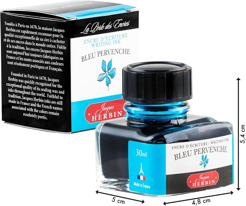 Jacques Herbin Herbin J. Fountain Pen Ink - 30 ml Bottled - Bleu Pervenche - Image 5